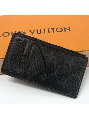 Louis Vuitton Fragment Case Monogram Eclipse Coin Purse Black